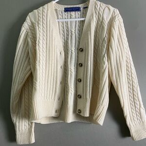 Karen Scott Women's Ivory Cable Knit Cardigan